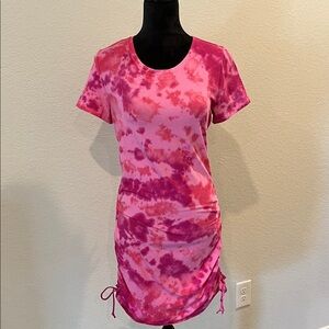 PINK Tie-Dye Ruched Dress